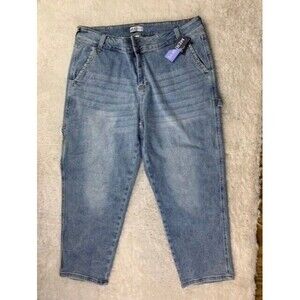 Meri Skye Size 20 Womens Carpenter Crop Jeans Stretch Light Wash High Rise
